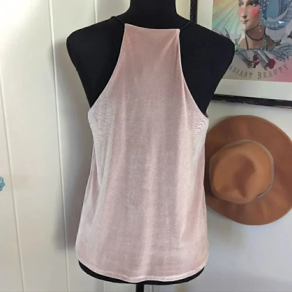 Aqua Sleeveless Rose Quartz Pink Velvet Top M Fairy Coquette Girl Whimsigoth
